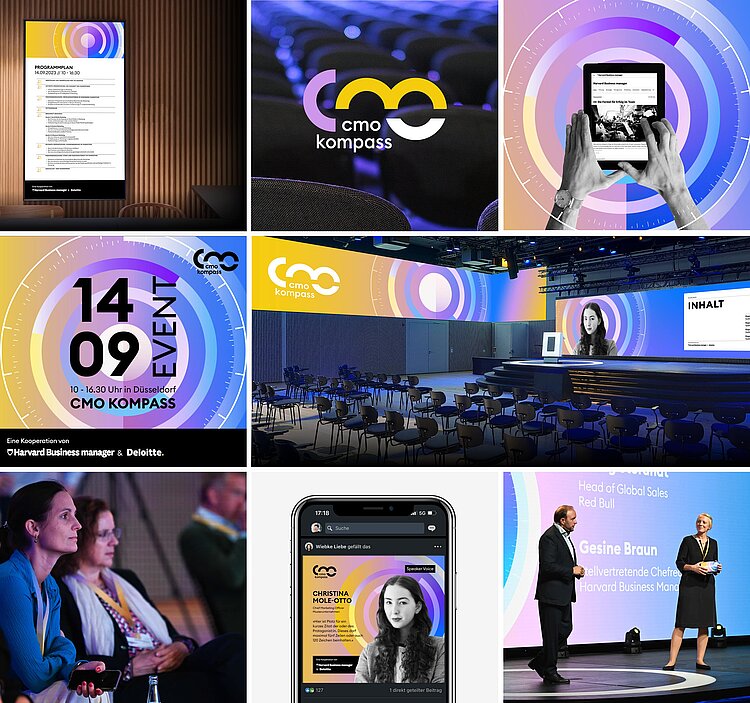 Collage der visuellen Identität des cmo kompass